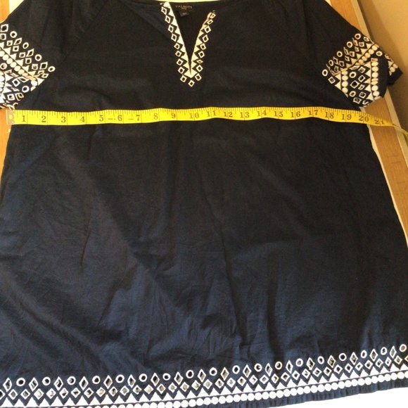 Talbot's women's top navy size Large p embroidered casual mature boho hippie - Picture 7 of 12